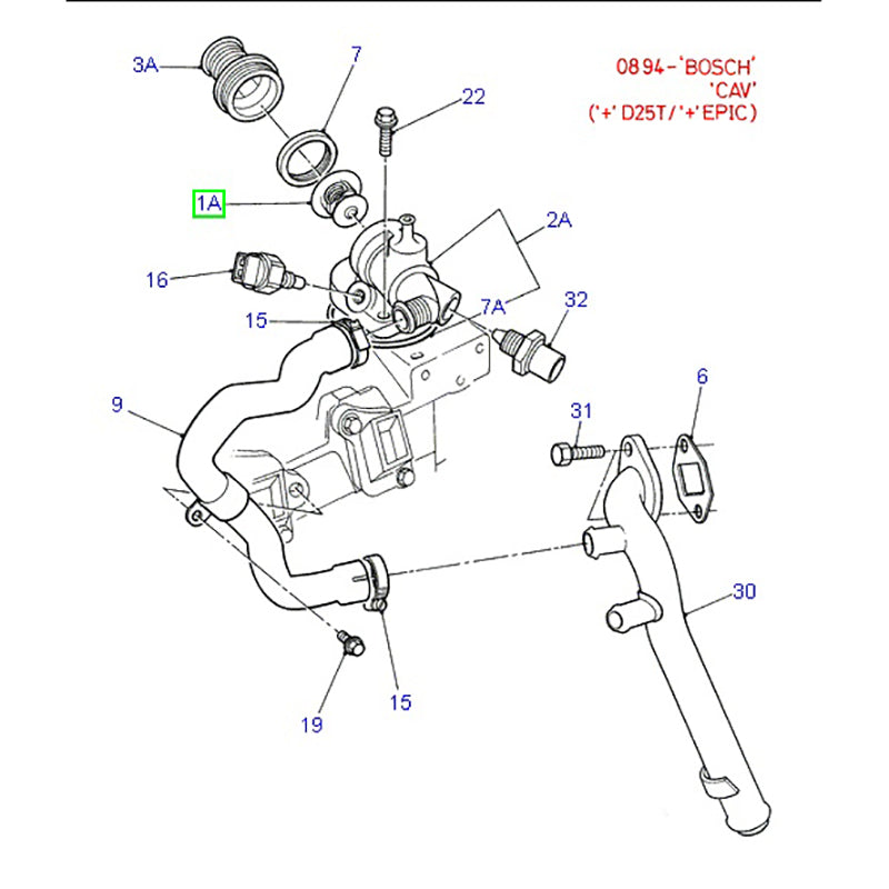 Thermostat to suit 2.5L VG Ford Transit 1994 - 2000 89FF8575AB / 1086282