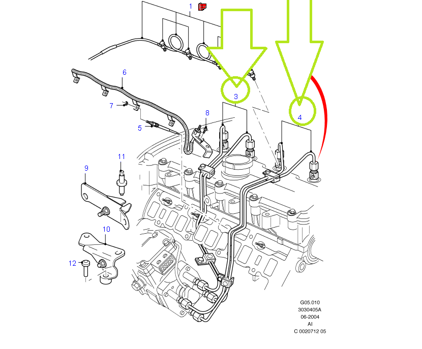 Genuine Ford High Pressure Fuel Injector/Pump Line Pipe Assemblys to suit 2.4L VH/VJ 1112012 and 1112010