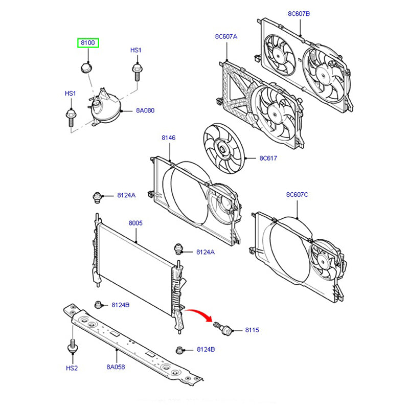 3M5H8100AD Expansion Bottle / Radiator Cap / Coolant Bottle/ Reservoir – Header Tank Lid to suit VM, VO Ford Transit 3M5H8100AD / 1301104