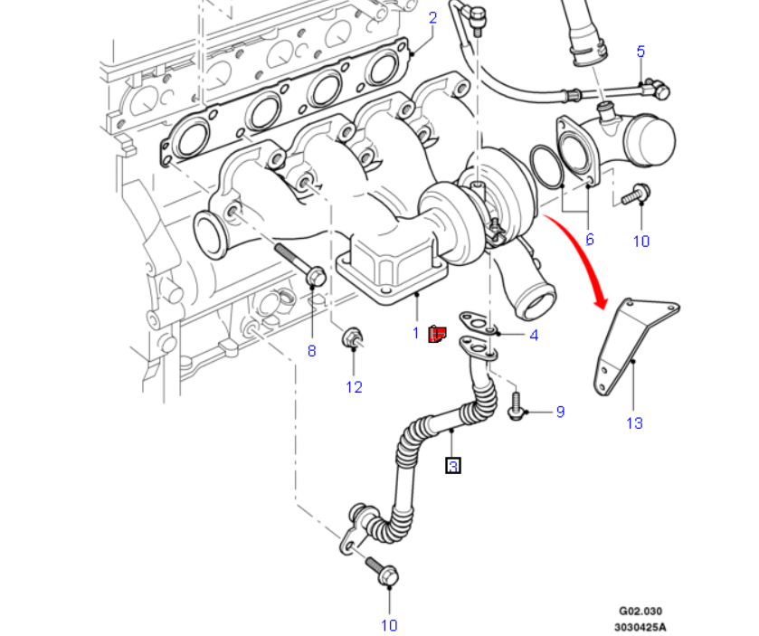 Genuine Turbo Oil Return Pipe To Suit Ford Transit VH/VJ 2000-2006 4C1Q6K677AB 1327534
