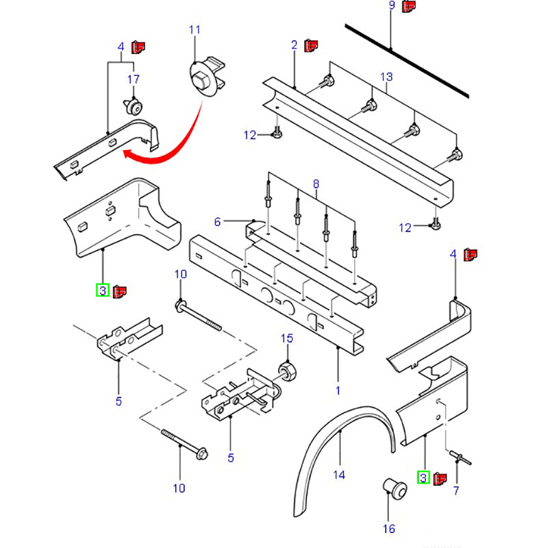 Rear Bumper End Cap Drivers Side R/H to suit Jumbo VH, VJ, VM Ford Transit YV1517926ACYBB4 / 1367857