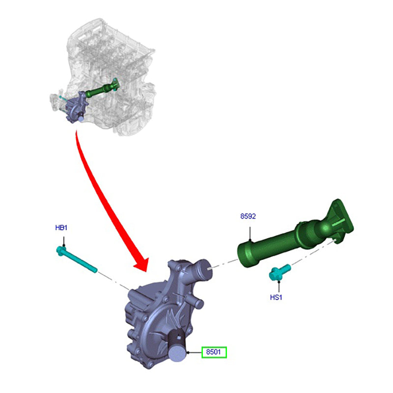 Water Pump To Suit Ford Transit VM / VO / VN Custom 2.2L 6C1Q8K500AF / 1381796