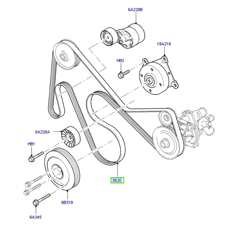 Drive Belt to suit 2.4L RWD VM without AC 6C1Q6C301GC / 1440086