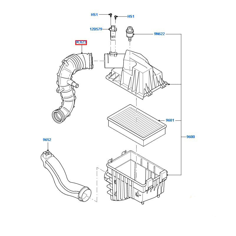 6C119C623BC Air Intake Hose to suit 2.4L 135/140PS VM Ford Transit