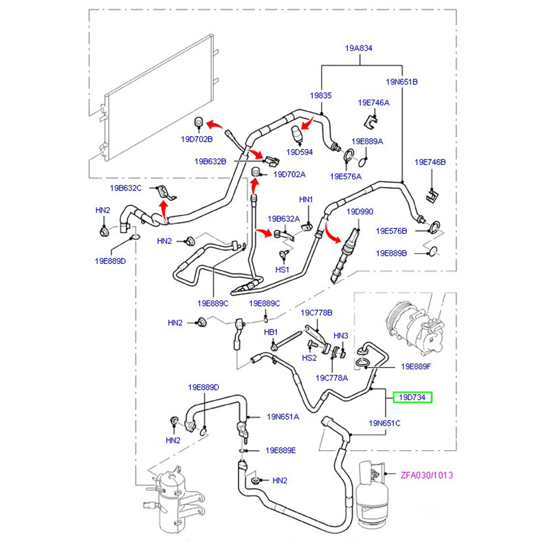 AC Pipe 2.4LT To Suit VM Ford Transit 6C1119D850EE / 1445522