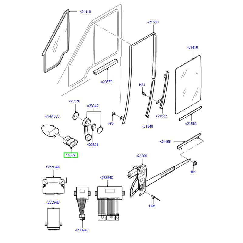 Right Hand Front Door Window Switch - Double to suit VM Ford Transit 6S6T14529AB / 1459691