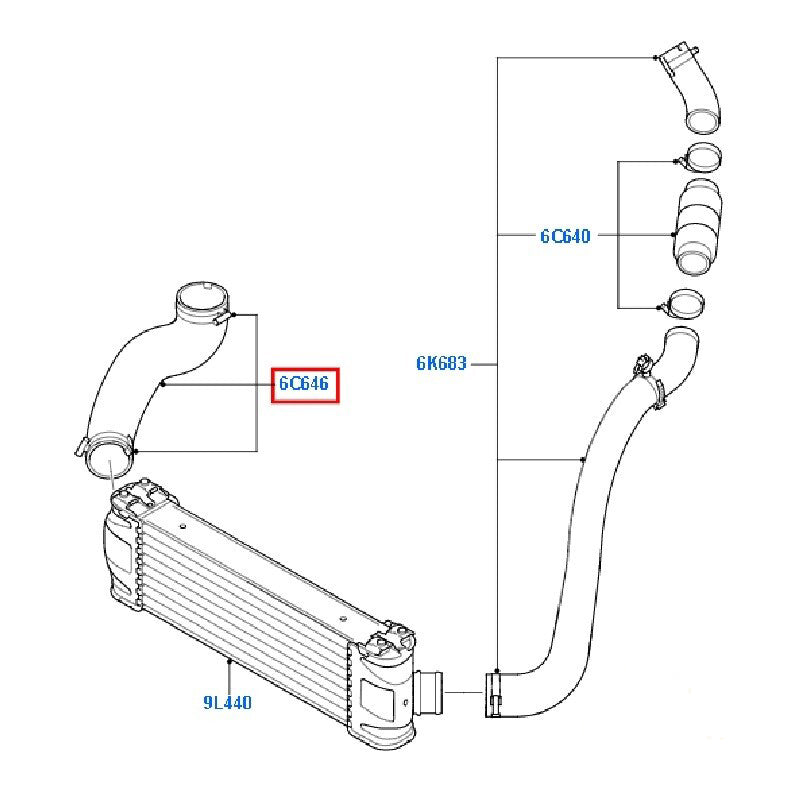 Genuine Intercooler Hose R/H - Drivers Side to suit VM 2.2L 2006-2007 Ford Transit 6C116C646CE / 1461334