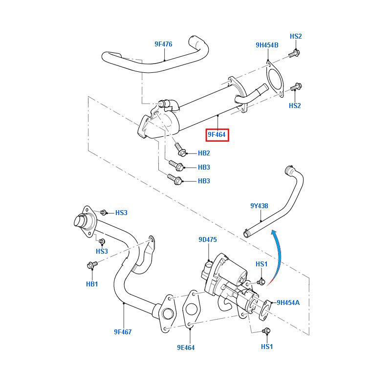 EGR Valve Cooler to Suit 2.2L FWD 85PS VM Ford Transit 6C1Q9F464AF / 1683527