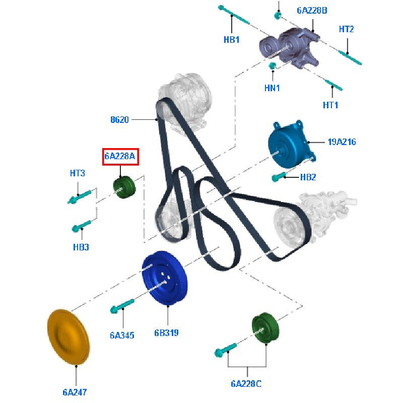 Idler Pulley / Drive Guide Bearing to suit VM / VO 2.2L Ford Transit BK3Q6C344AB/ 1717608