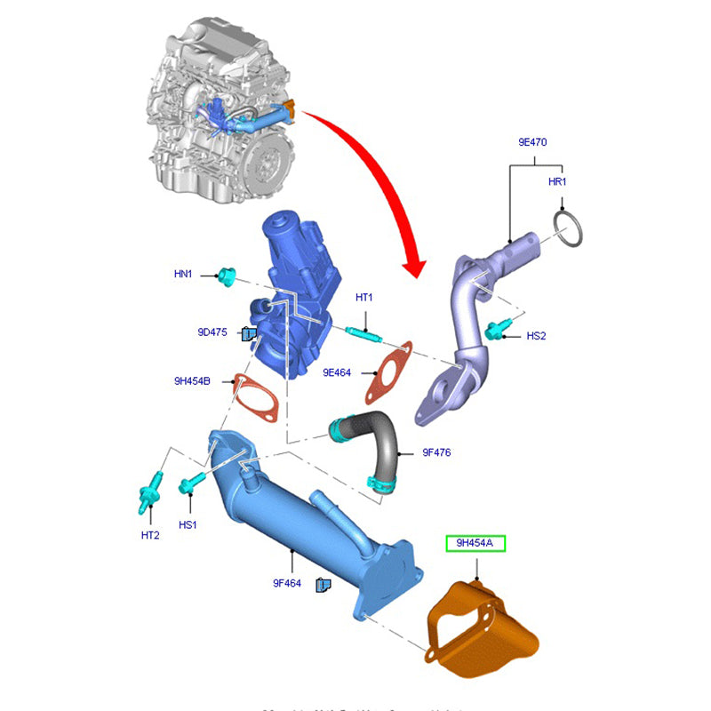 EGR Cooler Gasket to suit 2.2L VM / VO Ford Transit / Ranger BK2Q9H454DA / 1717684