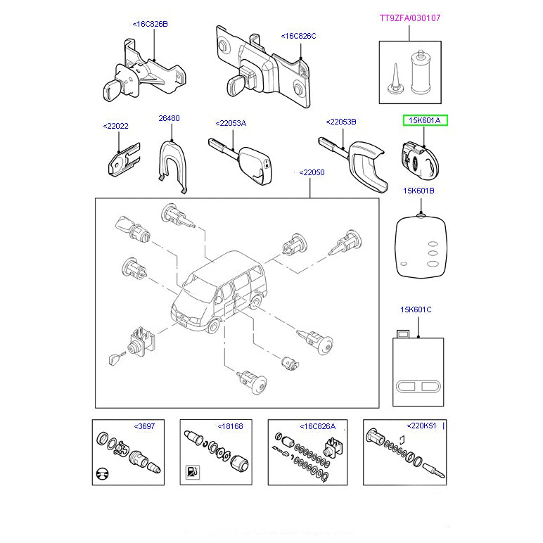 Entry Remote Control Key Fob, 3 Buttons for Transit VM 2006‑2014 6C1T15K601AG / 1721051