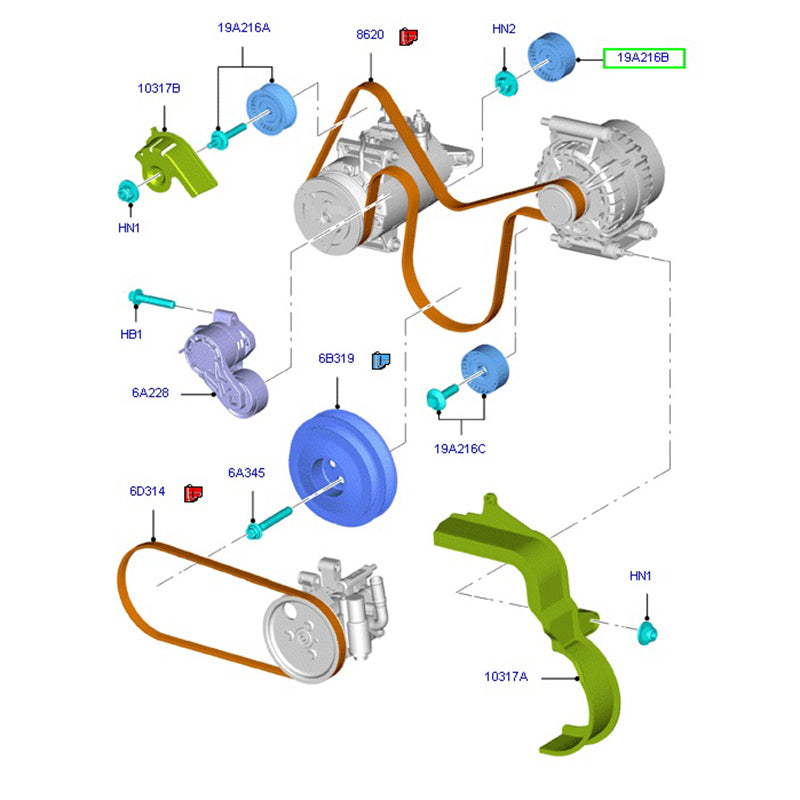 Drive Belt Pulley To Suit 2.0L VH & 2.2L VM / VO Ford Transit CC1Q19A216CA / 1731709