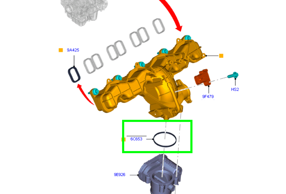 Intake Manifold Gasket/O-Ring to suit 2.2L VM / VO RWD 155PS Ford Transit 1738590 / BB3Q6C653AA