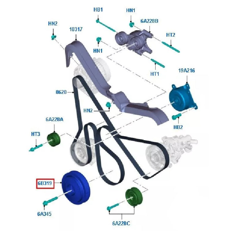Harmonic Balancer / Pulley suits VM / VO 2.2L & 2.4L Ford Transits BK3Q6B319CB / 1748942