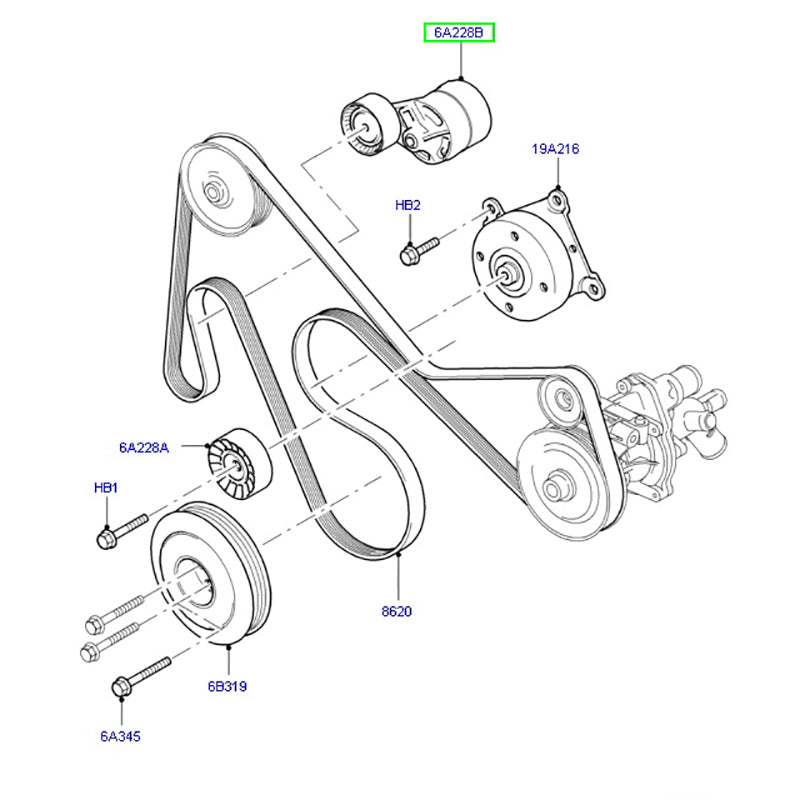 Drive Belt Tensioner suits VH VJ 2.4L Ford Transits YC1E6A228AH / 1755162