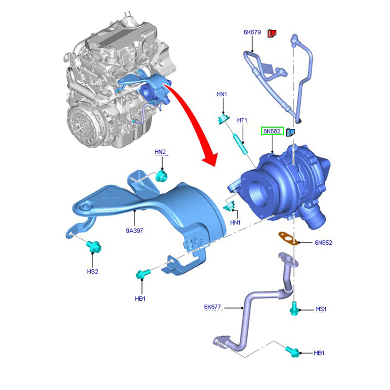 Genuine Turbo Charger to suit VM / VO 2.2L RWD Ford Transit & Ranger BK3Q6K682CB / 1760759
