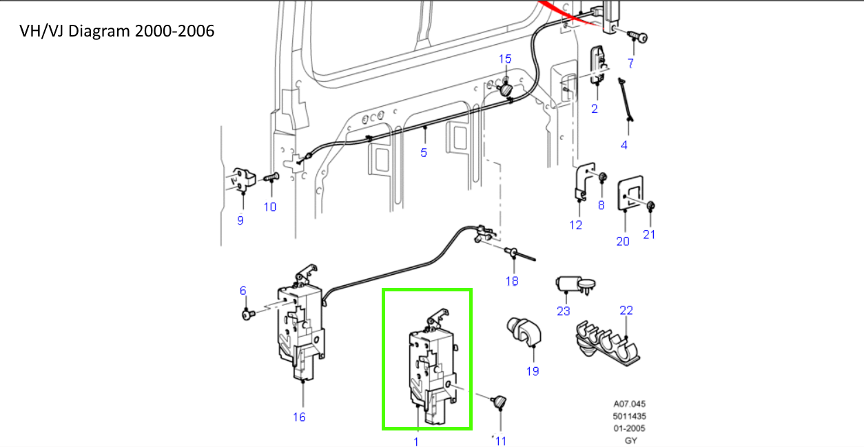 Genuine L/H Sliding Door Latch Assembly to suit VH/VJ/VM Ford Transit YC15V264A33BK / 1766561