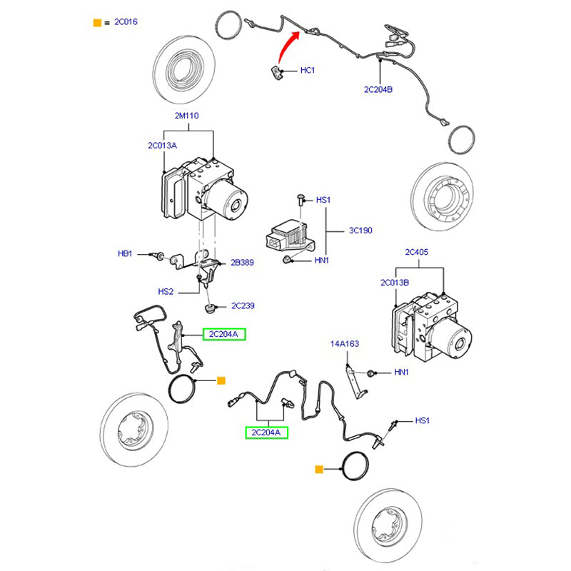 6C112B372AC Front ABS Wheel Sensor / Wheel Speed Sensor L/H or R/H suits VM Ford Transit