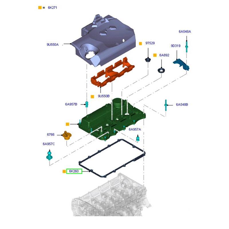 Genuine Tappet Cover Gasket to suit VM / VO 2.2L Ford Transit / Ranger BK2Q6K260AB / 1848542