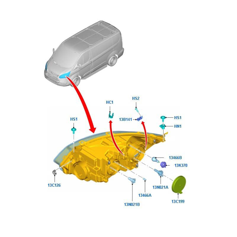 Genuine Front Headlamp / Headlight L/H / Passenger Side to suit VN Custom Ford Transit BK2113W030 / 1866475