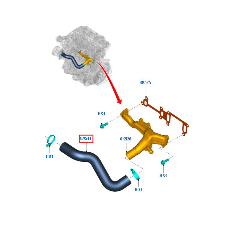 BK3Q8K512BC Genuine Ford Coolant Hose To Suit Ford Transit VO 2.2L RWD 155PS