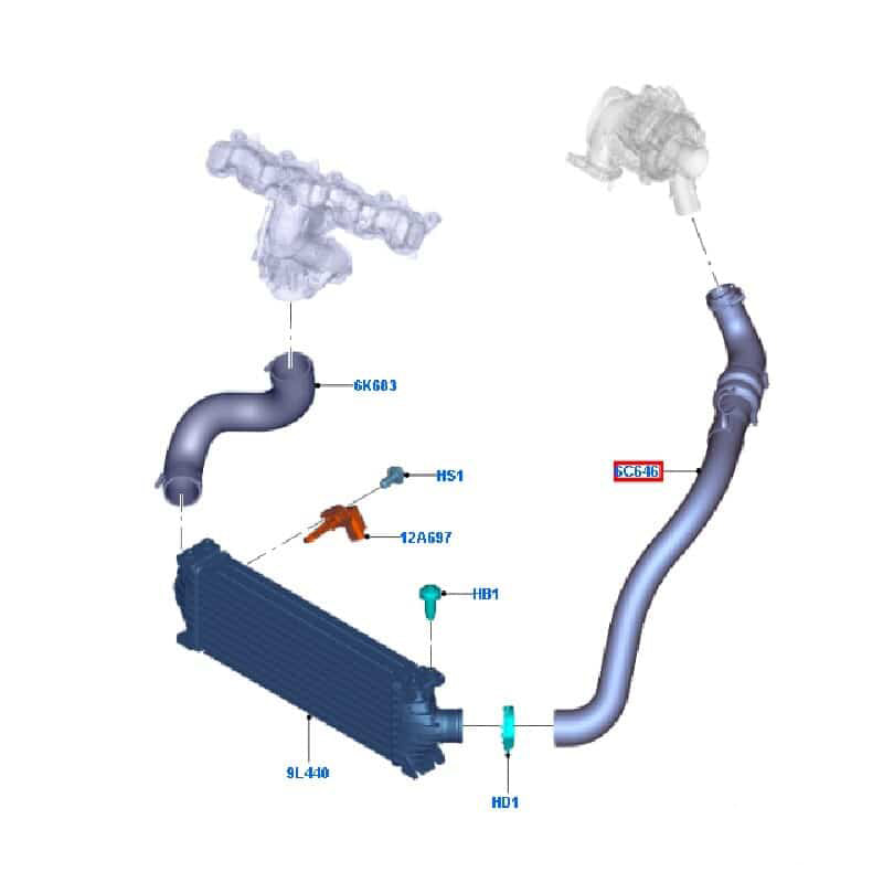 Intercooler to Turbo Hose to suit VN Custom and VM 2.2L FWD BK216C646AD / 1910633