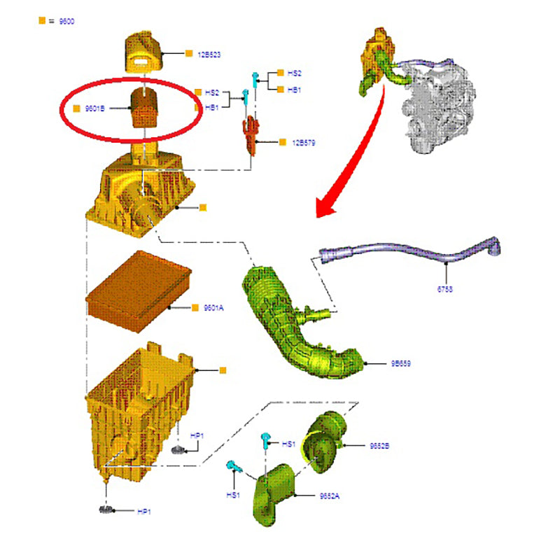 Air Filter to suit 2.0L and 2.2L VN Custom and VO Ford Transit BK319601AD / 1945831