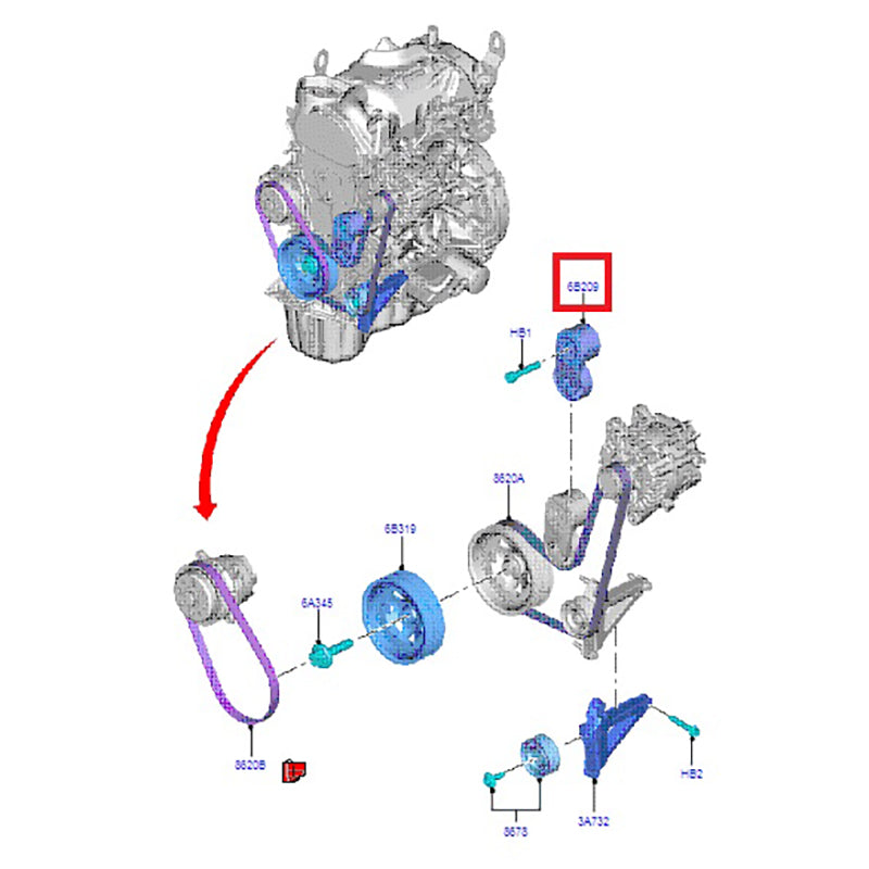 Drive Belt Tensioner Assembly to suit 2.0L VN Custom V362 2383344 / GK2Q6A228AB