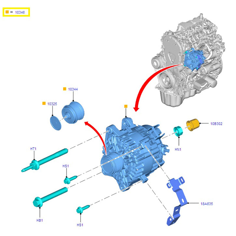 Genuine Alternator 165 Amp to suit 2.0L Eco Blue FWD VO / VN Custom Ford Transit GK2T10300AF / 2451723