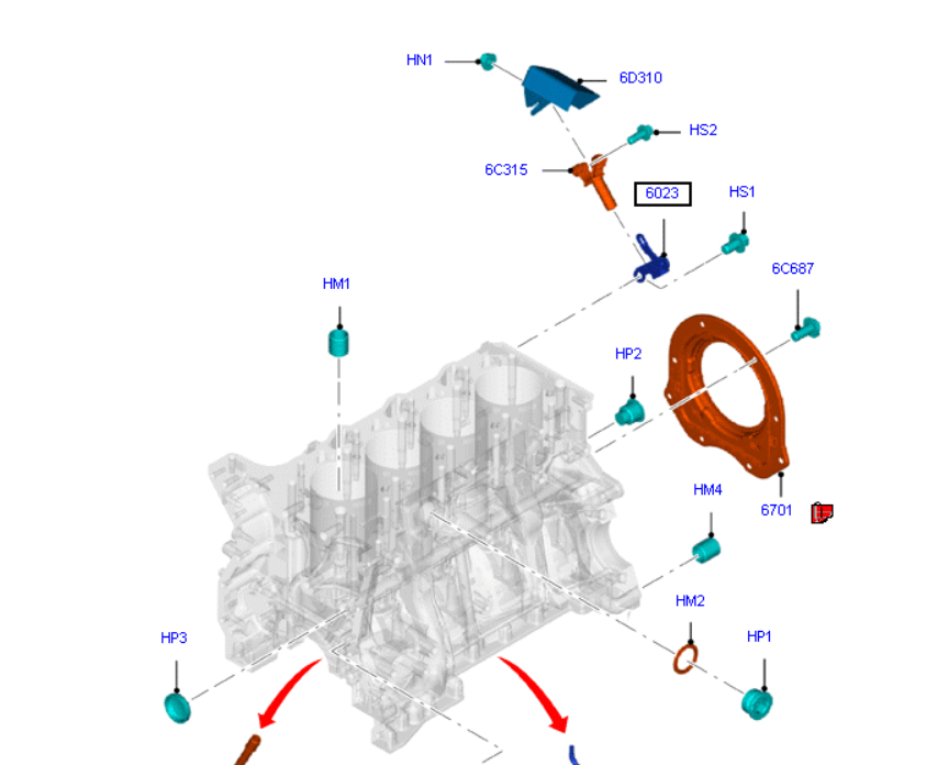 Genuine Ford Crankshaft Position Sensor Bracket Retaining Plate Mount to suit VH VJ VM VO VN Ford Transit and other Ford Models 2S7Q6023AC / 1680028