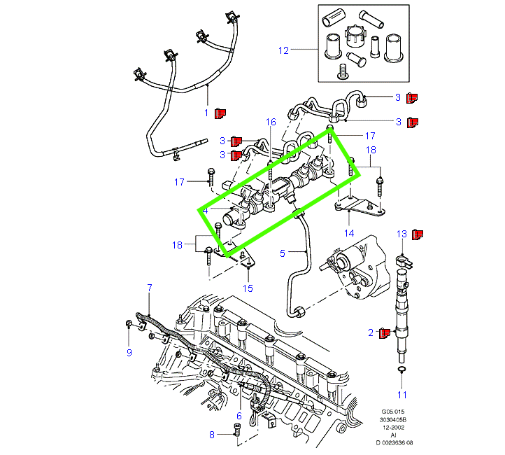 Genuine High Pressure Fuel Rail Assembly to suit Ford 2.4L VJ Transit 2004-2006 2S7Q9D280AE-R9144Z050B