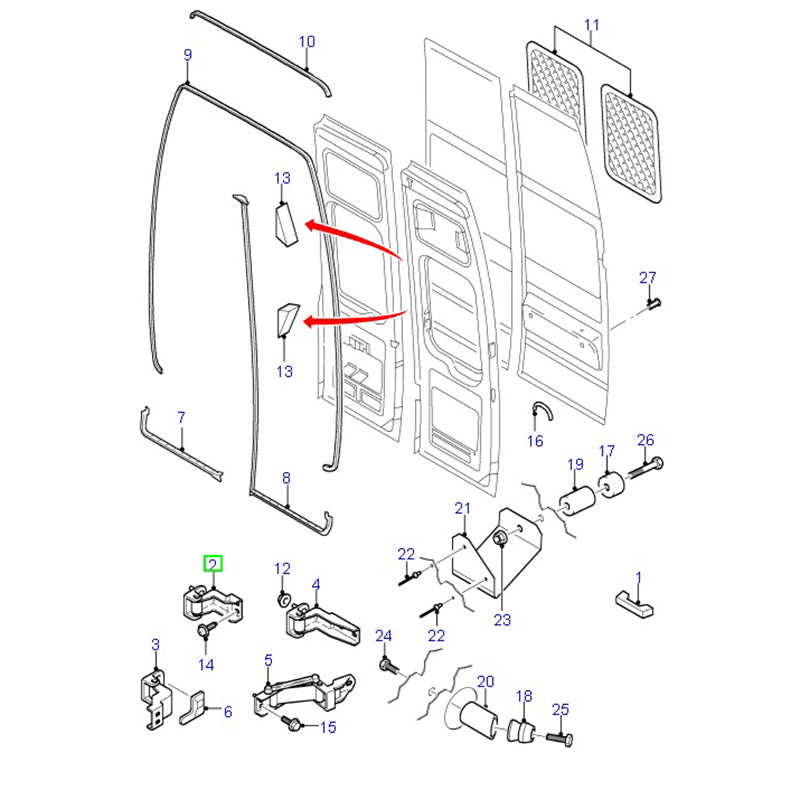 Rear Door Hinge LH Upper 180cm High Door To Suit VH / VJ / VM Ford Transit YC15V42983AK / 1752702
