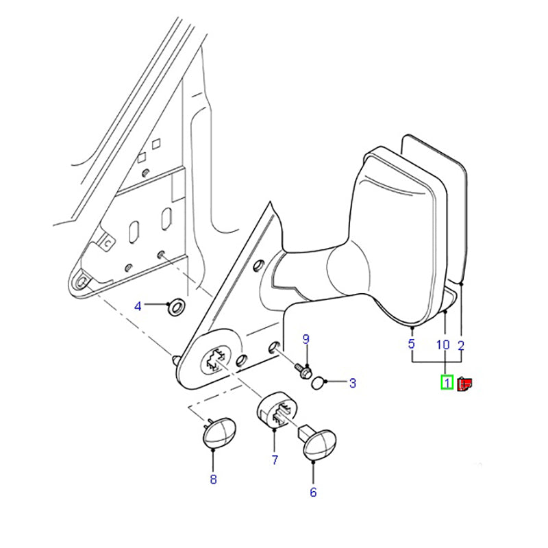 Complete Manual Door Mirror - LH suit VH / VJ Ford Transit 1C1517683KHYGAX/ 4643995
