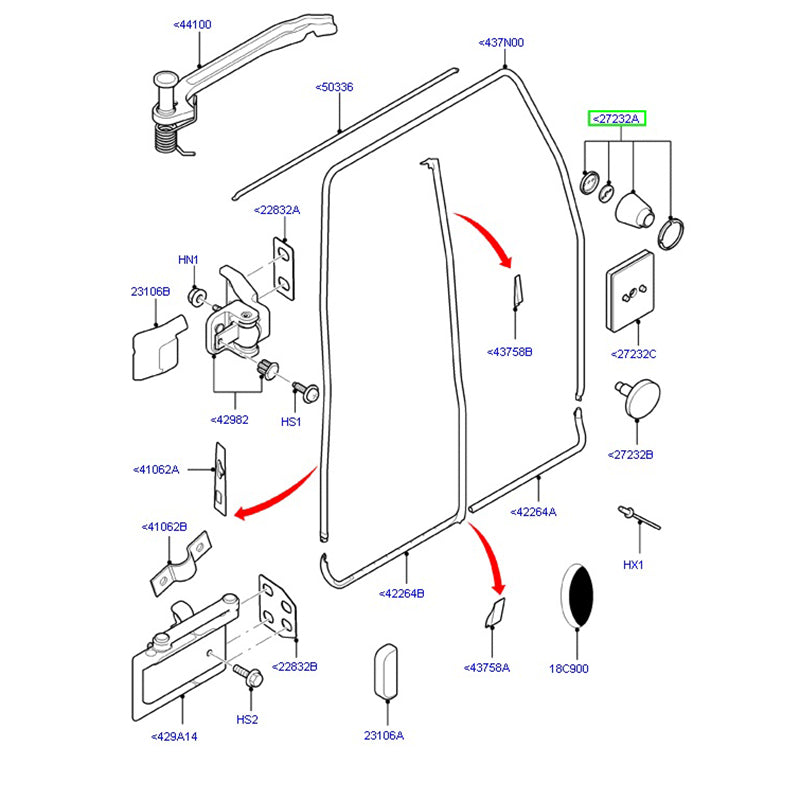 4C1VV27232AD Genuine Rear Door Magnetic Bump Stop 256 Deg Check Arms to suit VM Ford Transit