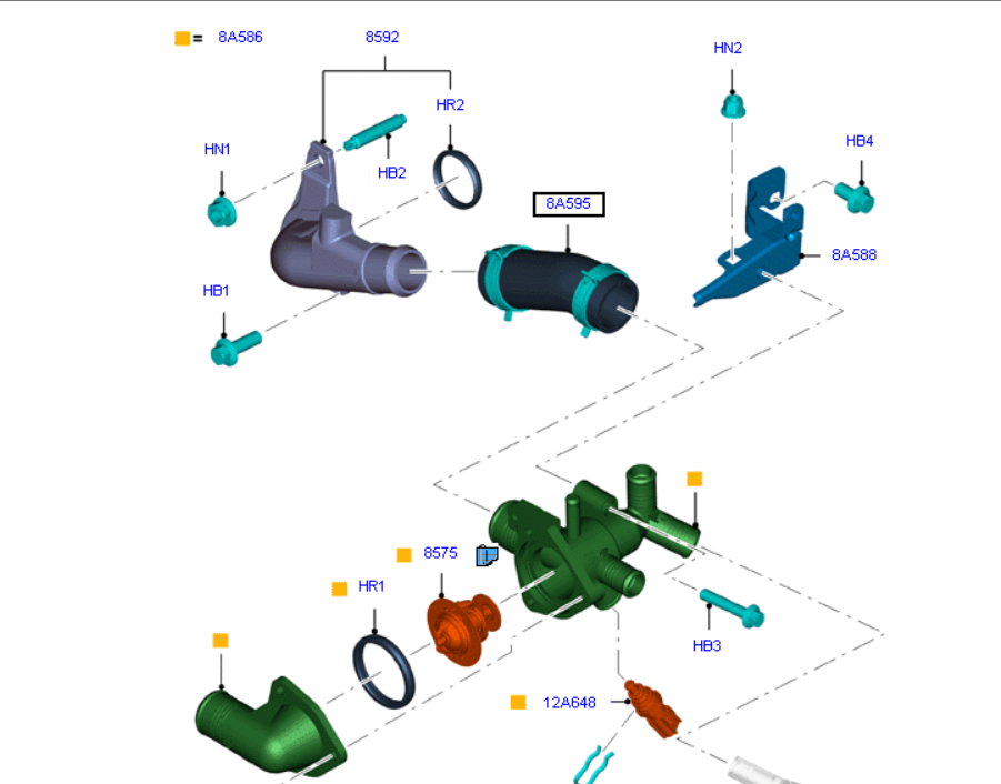 Genuine Ford Thermostat Housing Hose to suit Ford Transit VH / VJ / VM / VO and Ranger 1802402 / 4C1Q8B555AB