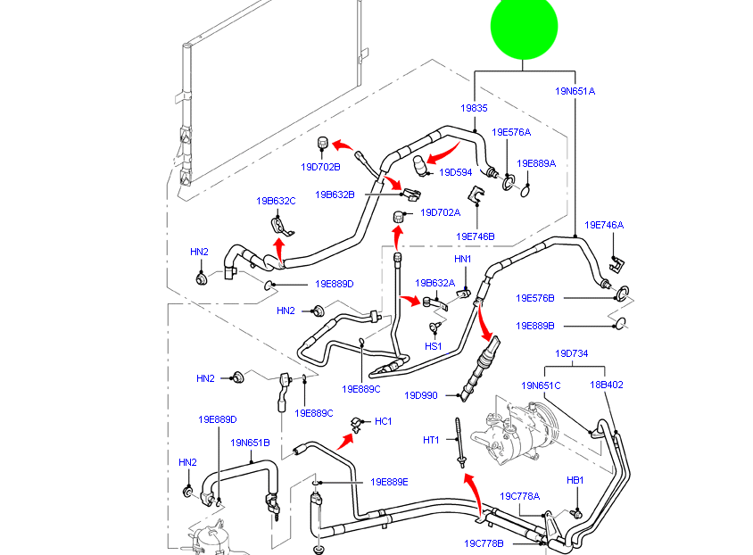 6C1119A834EC Air Conditioning High-/Low Pressure Line To suit Ford Transit VM 2006-2014