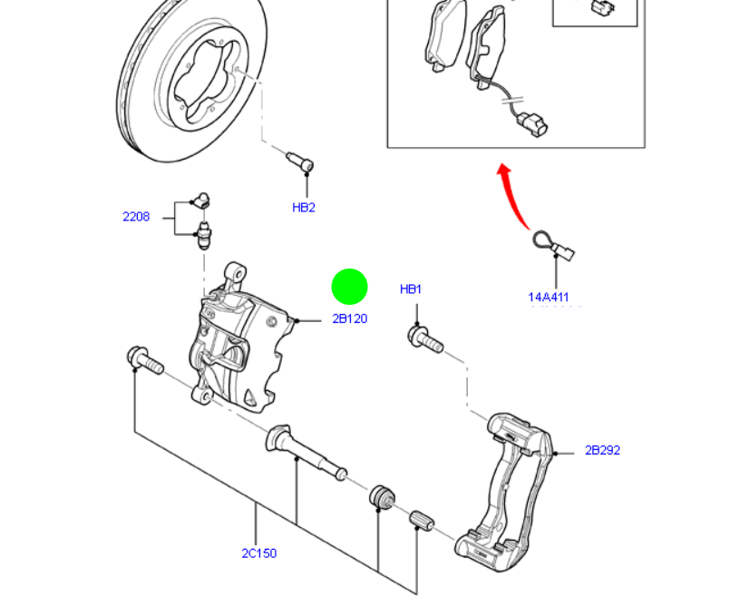 6C112B120BB Right Hand Front Brake Caliper Ford Transit VM