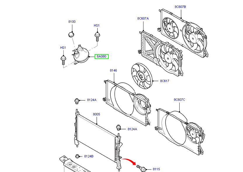 6C118K218AC Genuine Ford Expansion Coolant Tank and lid VM Ford Transit 2006-2014