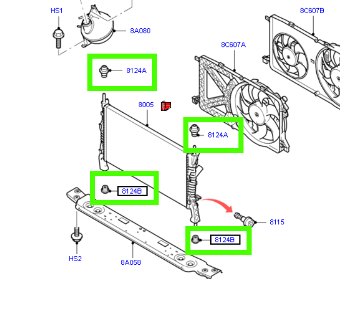 Radiator Mount Repair Kit Ford Transit