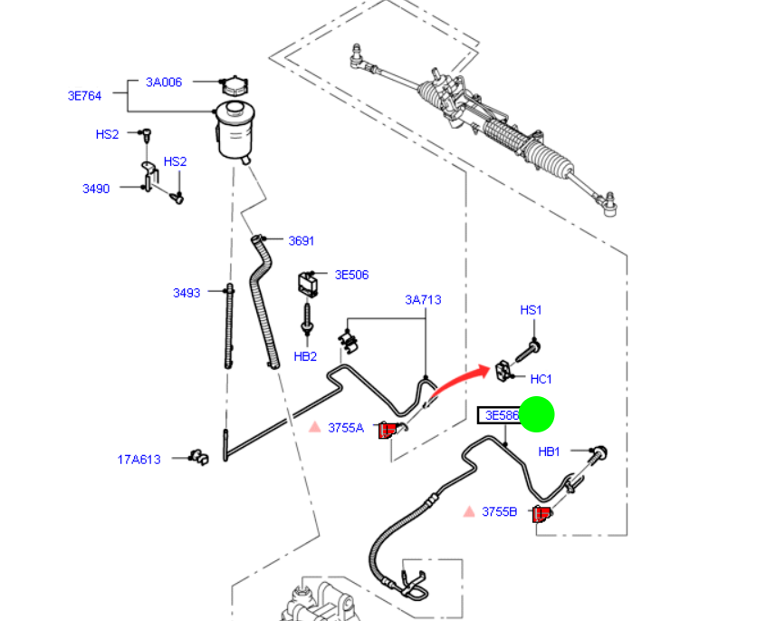 8C113E586FE Genuine Ford pump to steering rack hose/pipe to suit Ford Transit VM 2006-2014 2.2L