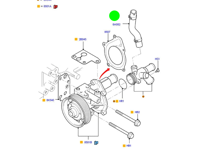 Ford Transit Water Pump Hose 1490860 / 8C1Q8A582AA