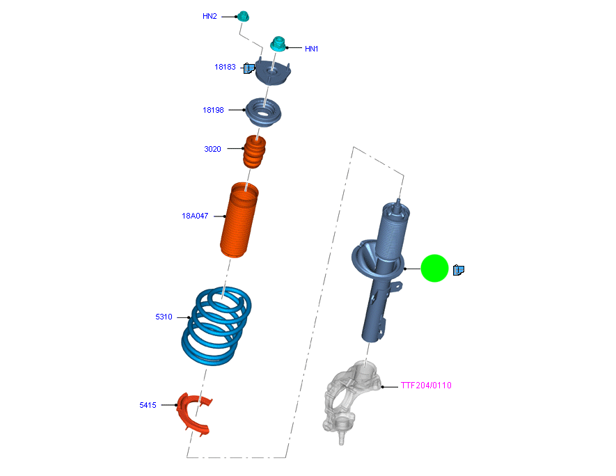 BK2118045KC Front Strut to suit Ford Transit Custom VN