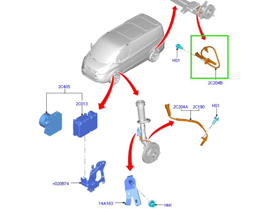 BK212B372BD ABS Speed Sensor Left Or Right Rear for Ford Transit Custom VN / VO
