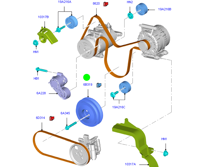 BK2Q6B319BA Genuine Crankshaft Harmonic Balancer / Belt Pulley to suit Ford Transit VM / VO / VN 2.2L FWD Models