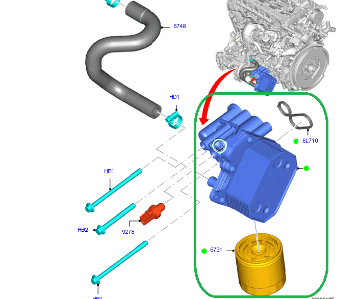 Oil Cooler / Oil Filter Housing to suit 2.2L VM / VN / VO Ford Transit 6C1Q6B624AC / 1829179