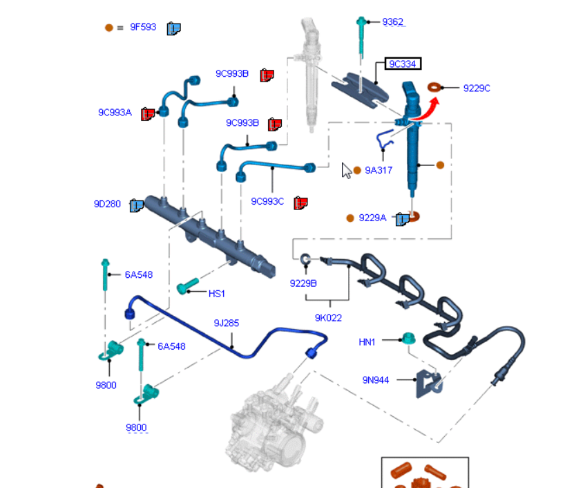 Injector Hold Down Bracket to suit various Ford vehicles 1842766 / BK2Q9L535AE