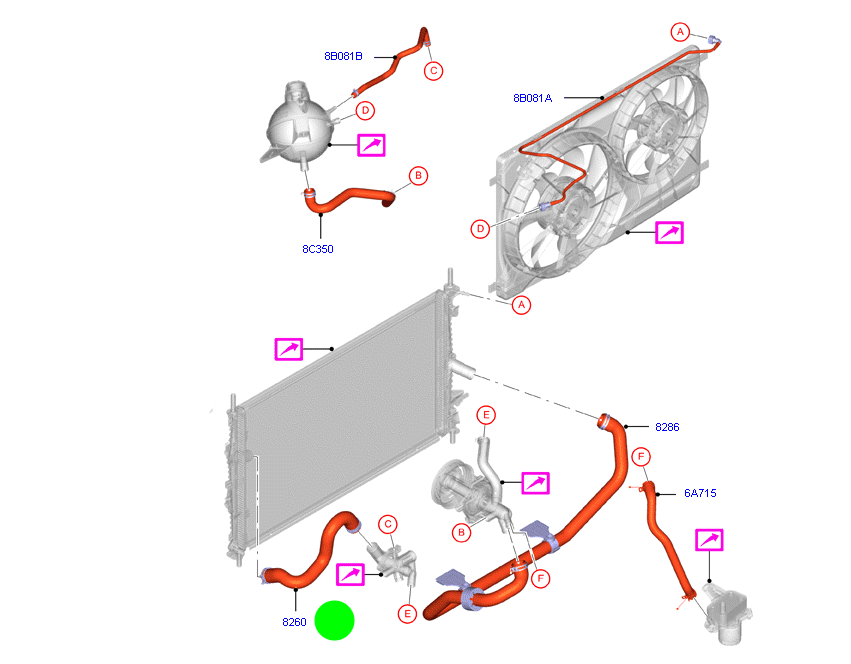 BK318260DA Upper Radiator Hose Ford Transit 2.2L VM/VO 155HP