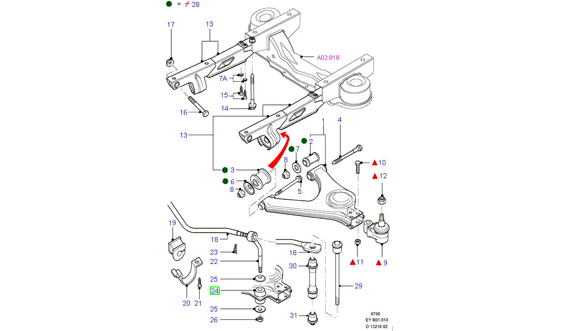 2 x Bearing Bush Stabiliser Front Axle Outer to suit VG Ford Transit 86VB5K498AA / 1631619