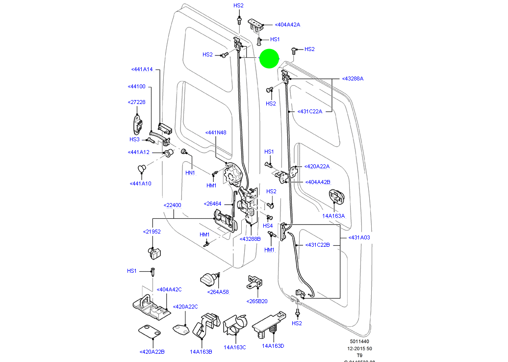 Rear Barn Door upper latch for low roof to suit VH, VJ, VM Ford Transit 1C15V43287CD / 1494092