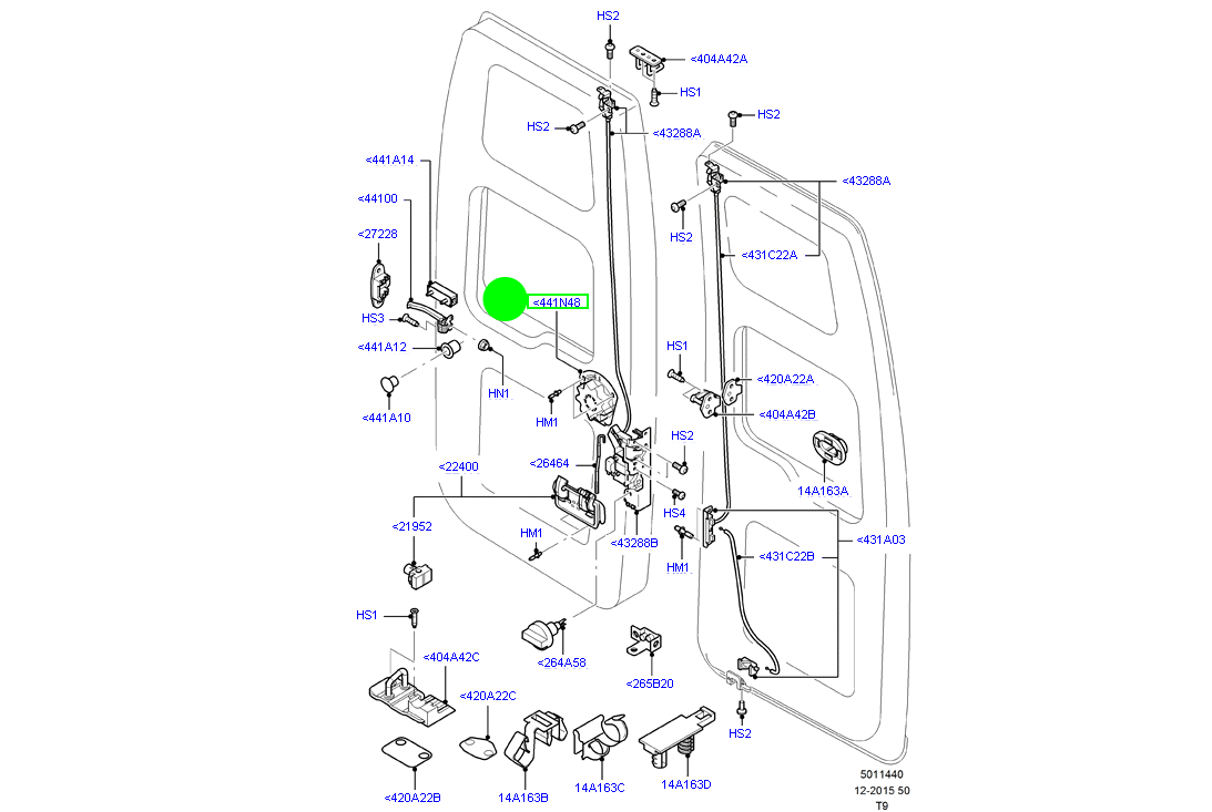 YC15V441N48AC Ford Transit Rear Barn Door Handle 2000-2014 VH / VJ / VM